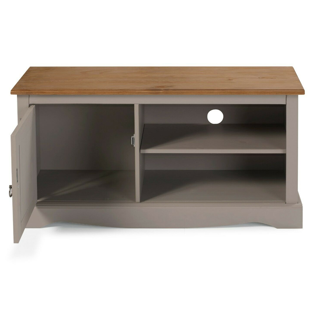 Corona Solid Pine TV Unit 1 Door - Grey Wax - Bedroom & More