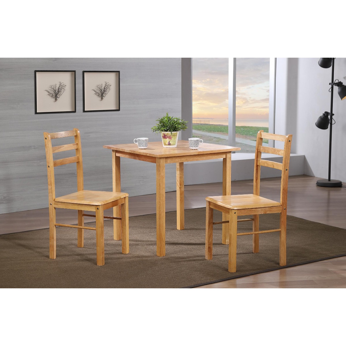 Classic Charm Arcadia Solid Rubberwood Small Dining Table in Natural Oak - Sigrid Mills