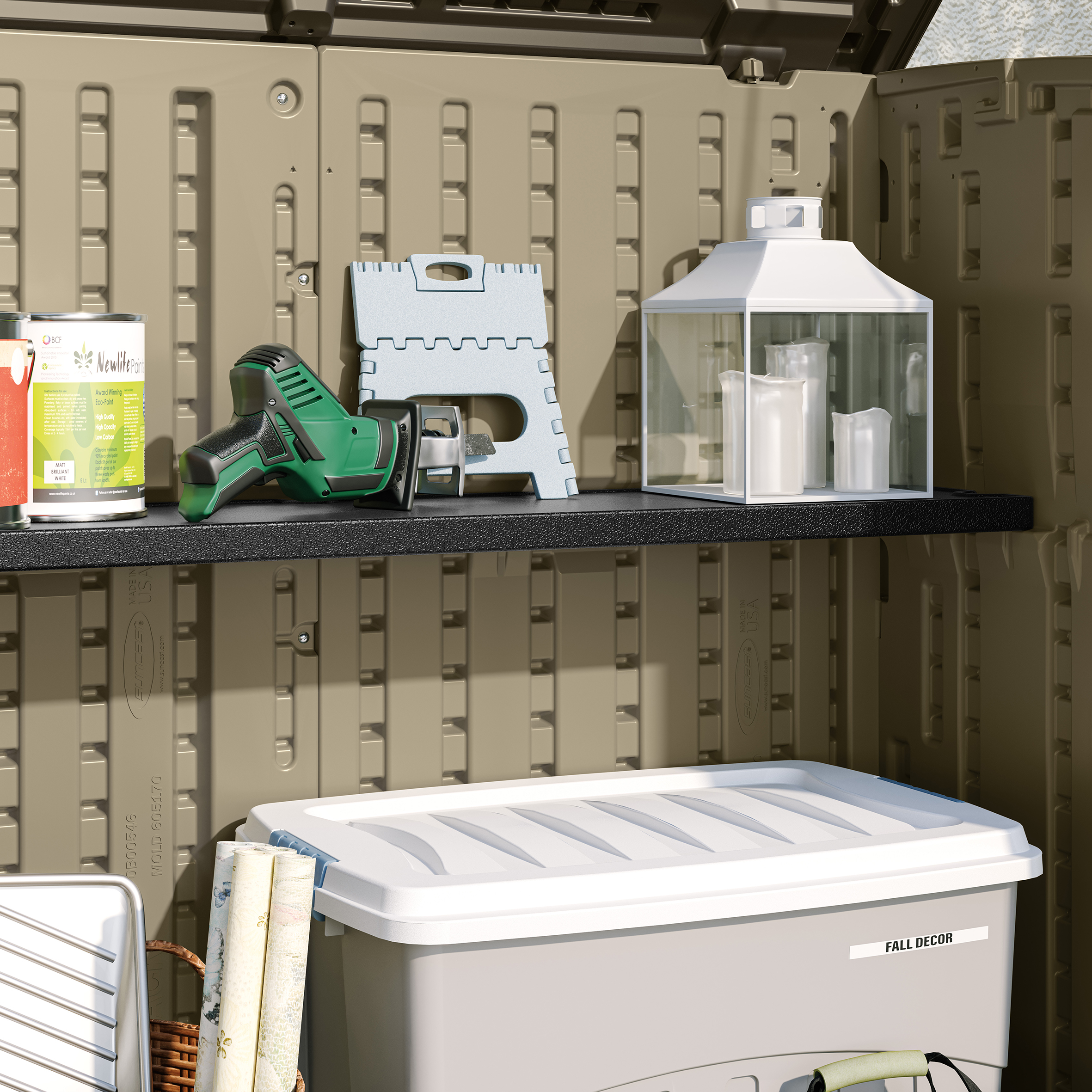LORNVALE Large Wall Shelves Kit for Storage Cabinet - Black - Etta Gardens