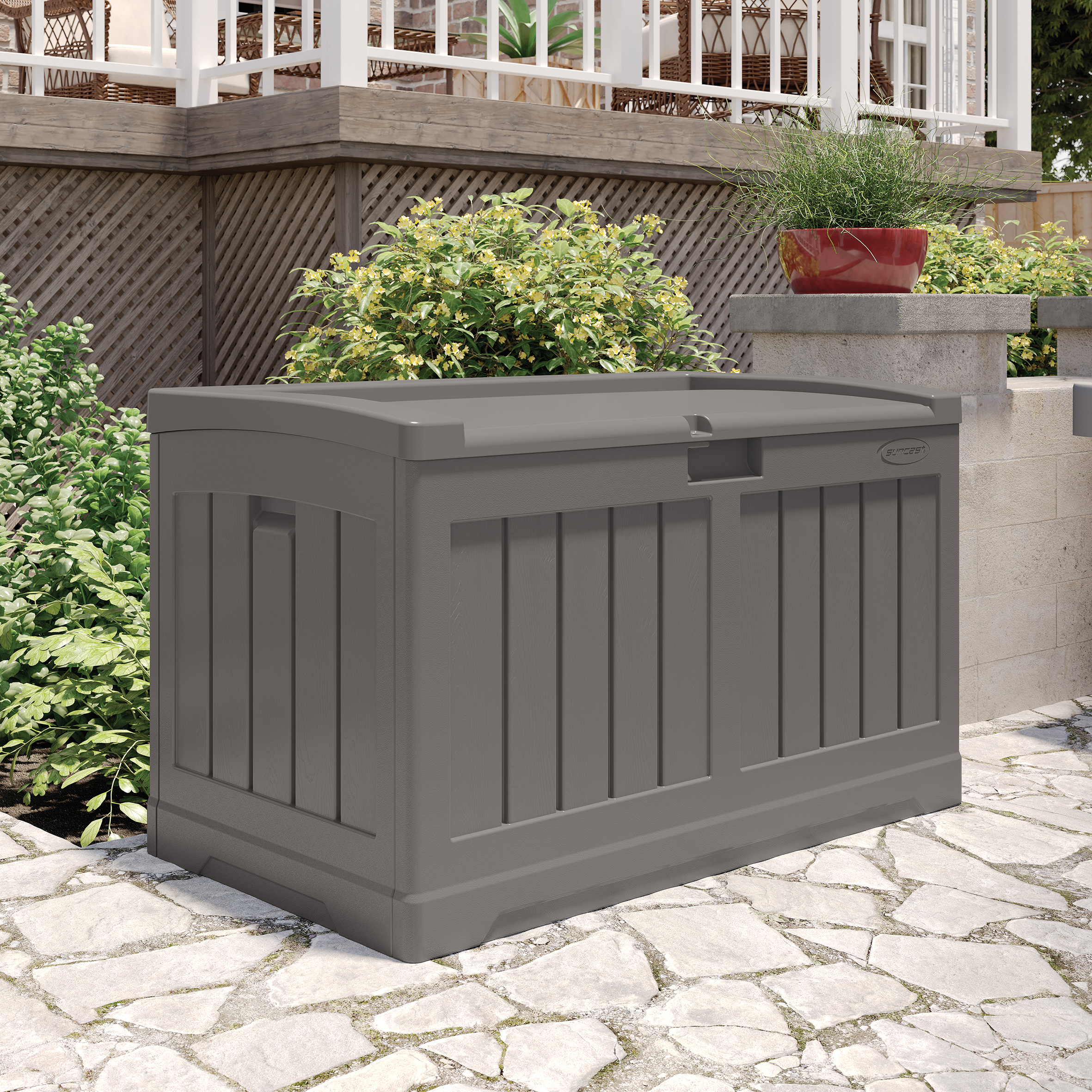 WINDREL Garden Storage Box 189L - Stone Grey - Etta Gardens