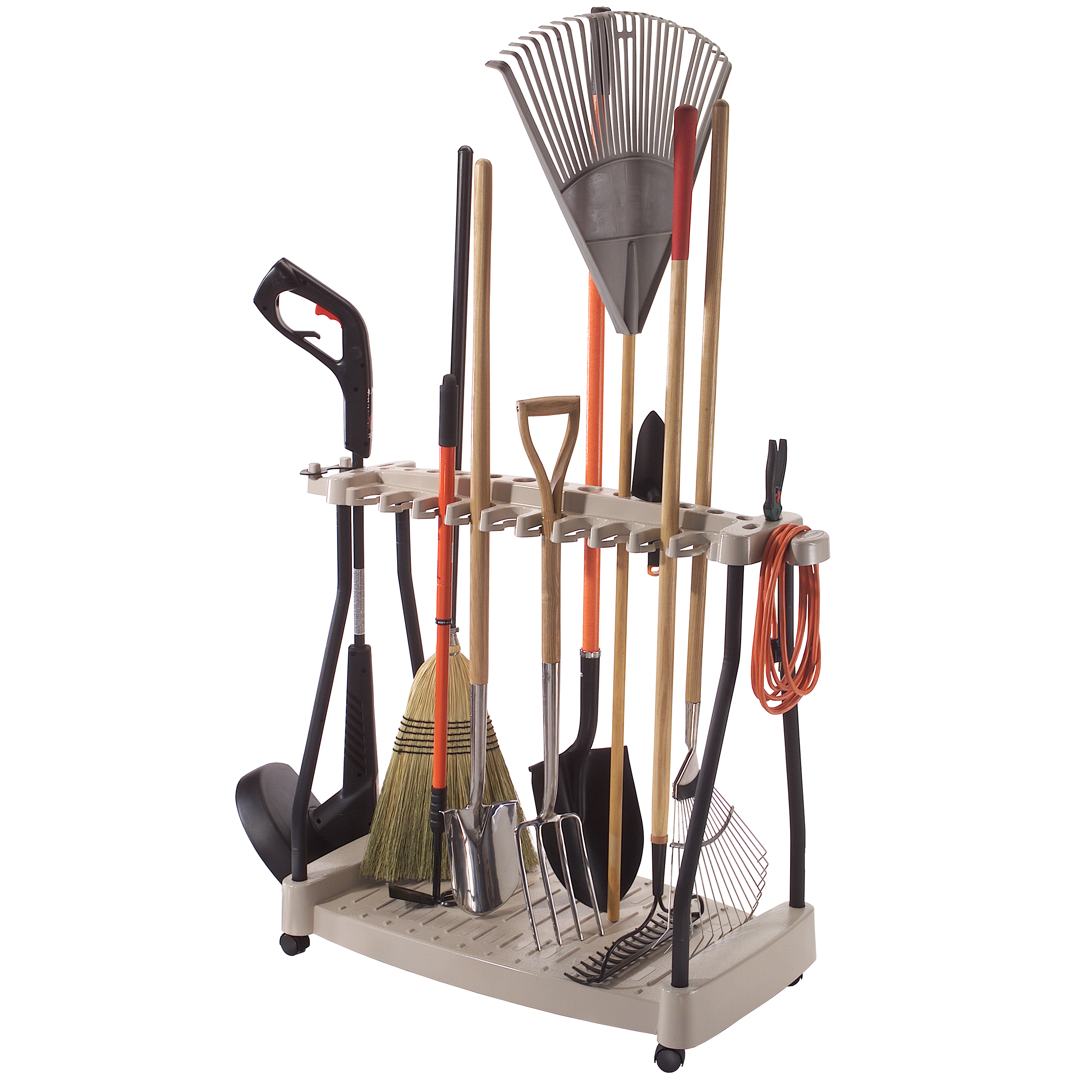 MARNELL Garden Tool Rack with Wheels - Beige - Etta Gardens