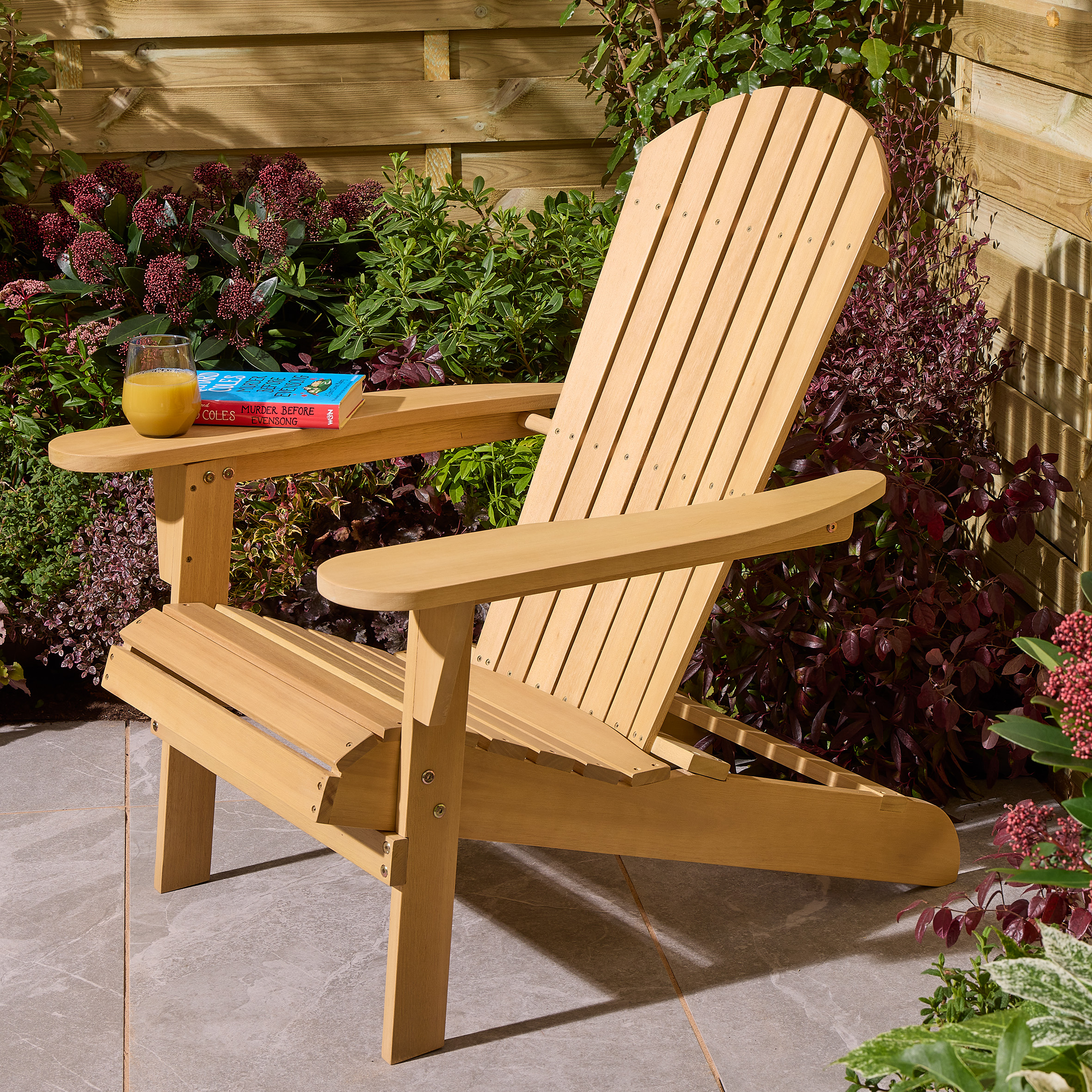 EASTREL Timber Garden Fixed Chair - Light Oak - Etta Gardens