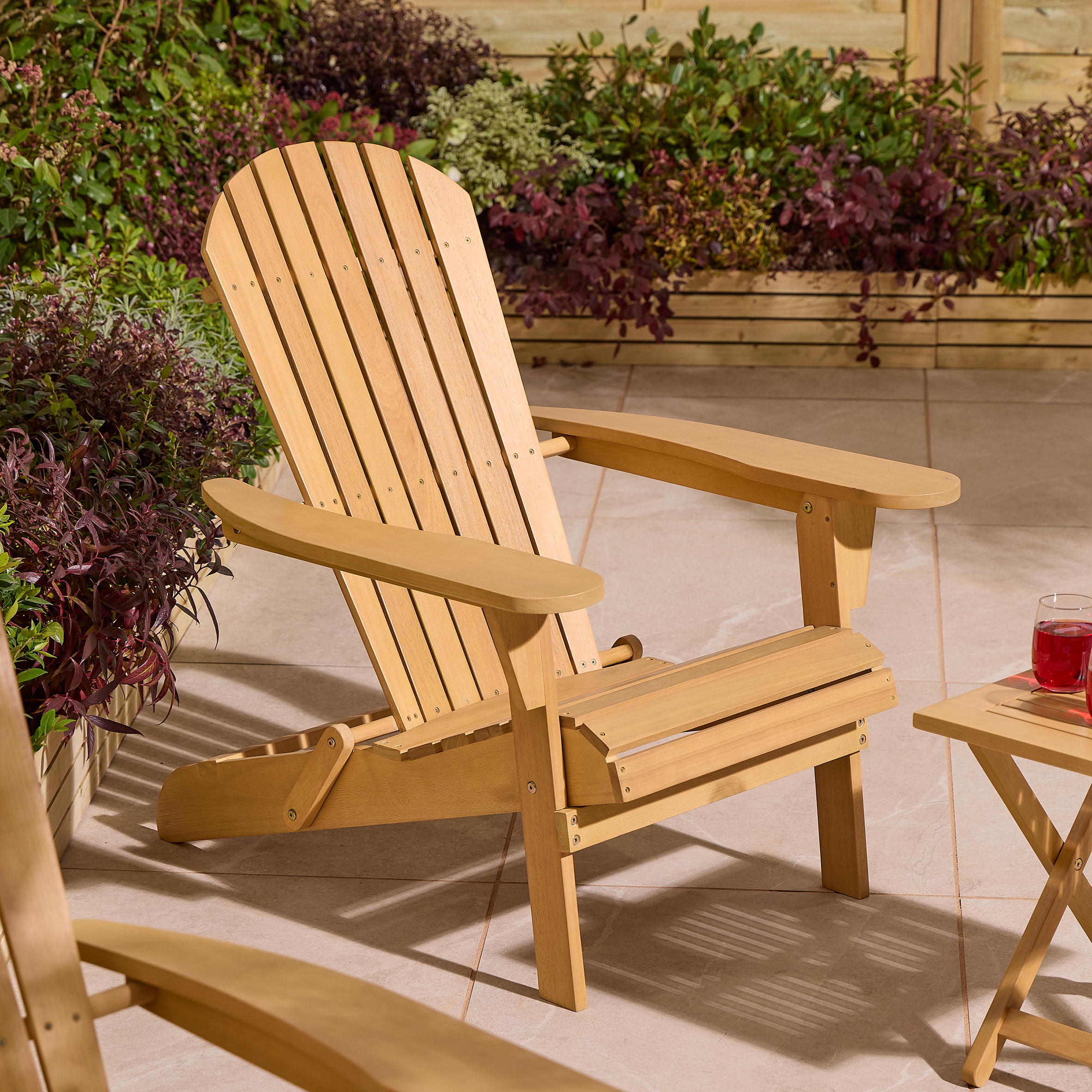EASTREL Timber Garden Folding Chair - Light Oak - Etta Gardens