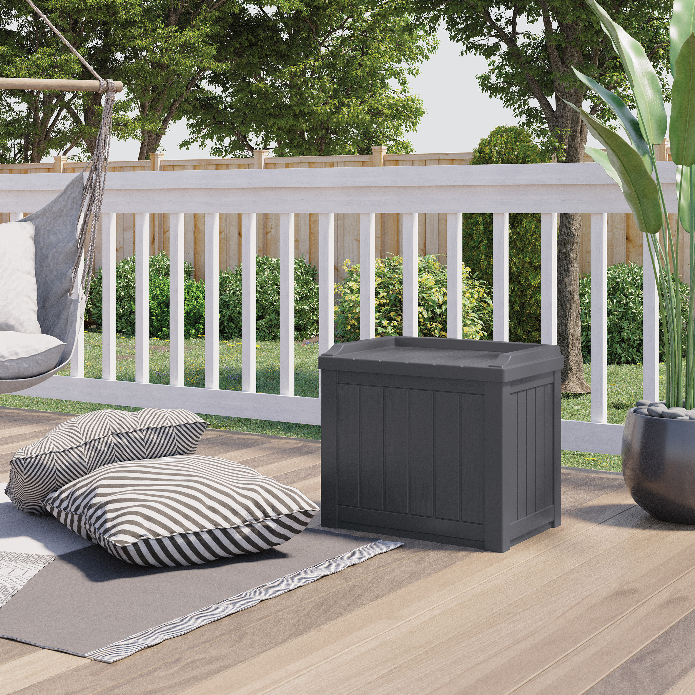 CROMLYN Garden Storage Box 83L - Cyberspace Grey - Etta Gardens