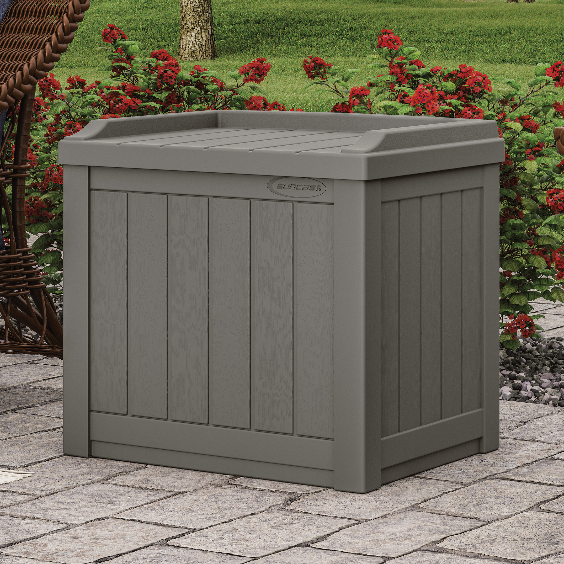 CROMLYN Garden Storage Box 83L - Stone Grey - Etta Gardens