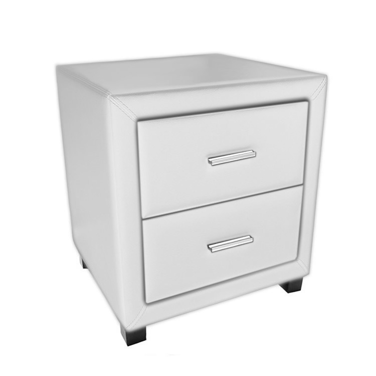Bedside Table - DACIA 2 Drawer Nightstand White 47cm - Bedland