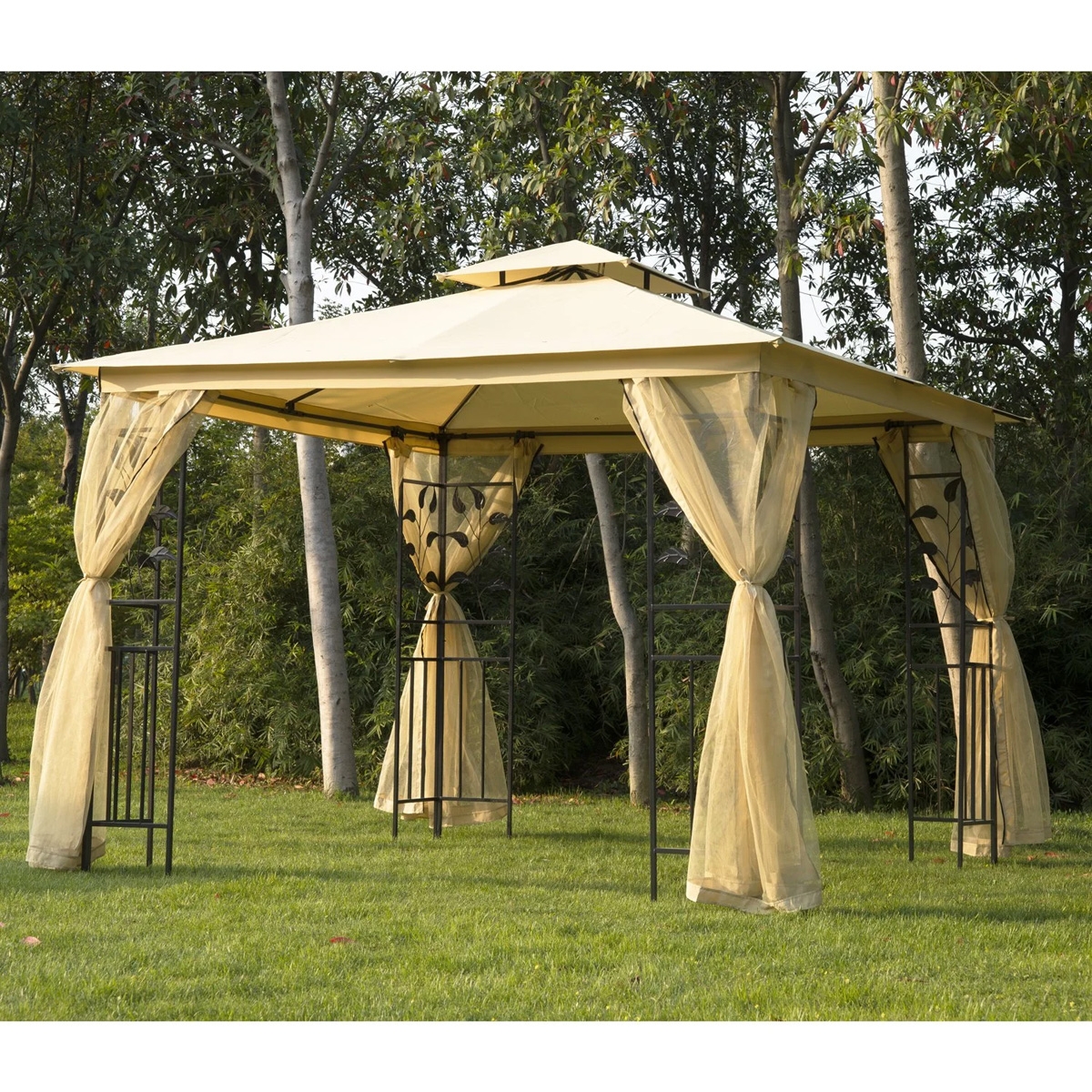 Double Top Gazebo - Beige - The Garden Savant
