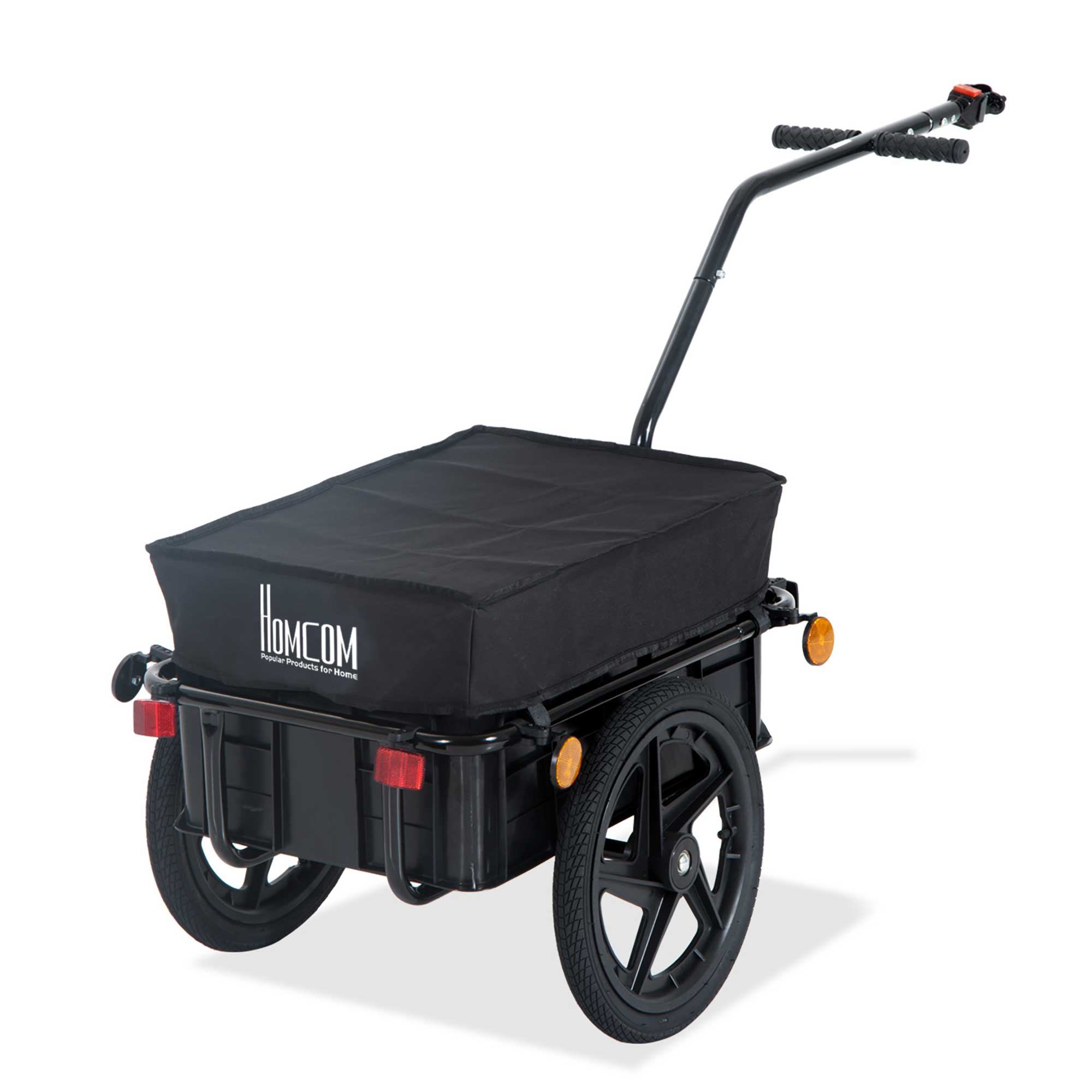 Bicycle Trailer Cargo Jogger Luggage Storage Stroller with Towing Bar - Black - Life Essentials