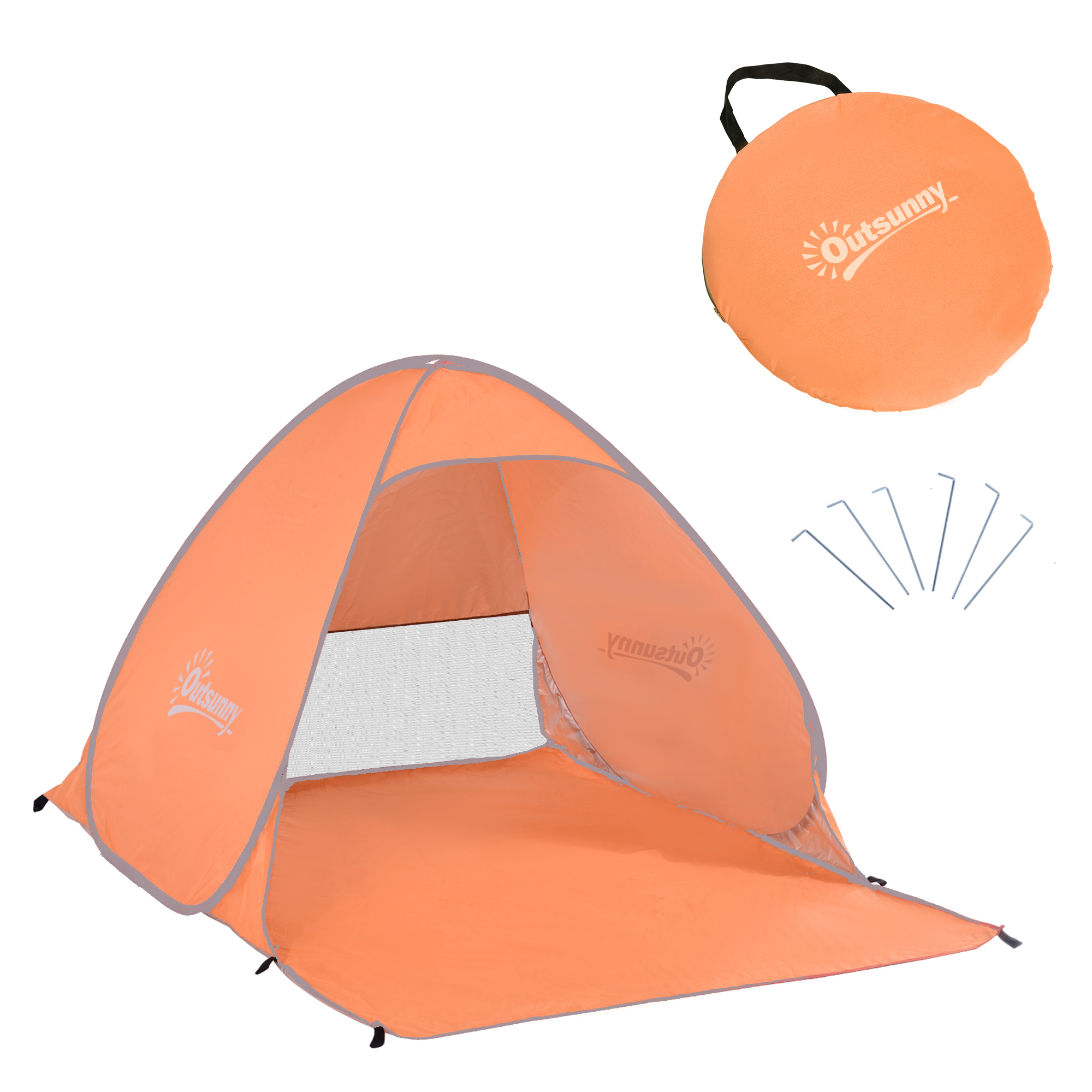 Pop-up Portable Beach Tent Hiking UV Protection Patio Sun Shade Shelter Tent of 2 Person-Orange - Life Essentials