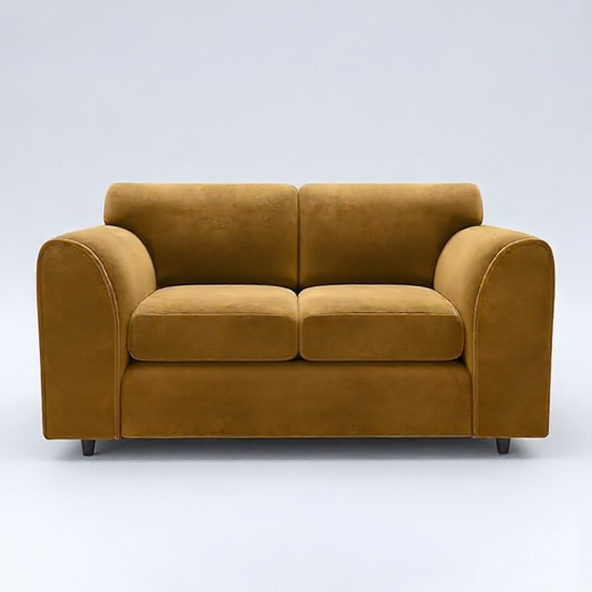 DELANO Plush Velvet 2 Seater Fullback Sofa - Mustard - Home Done