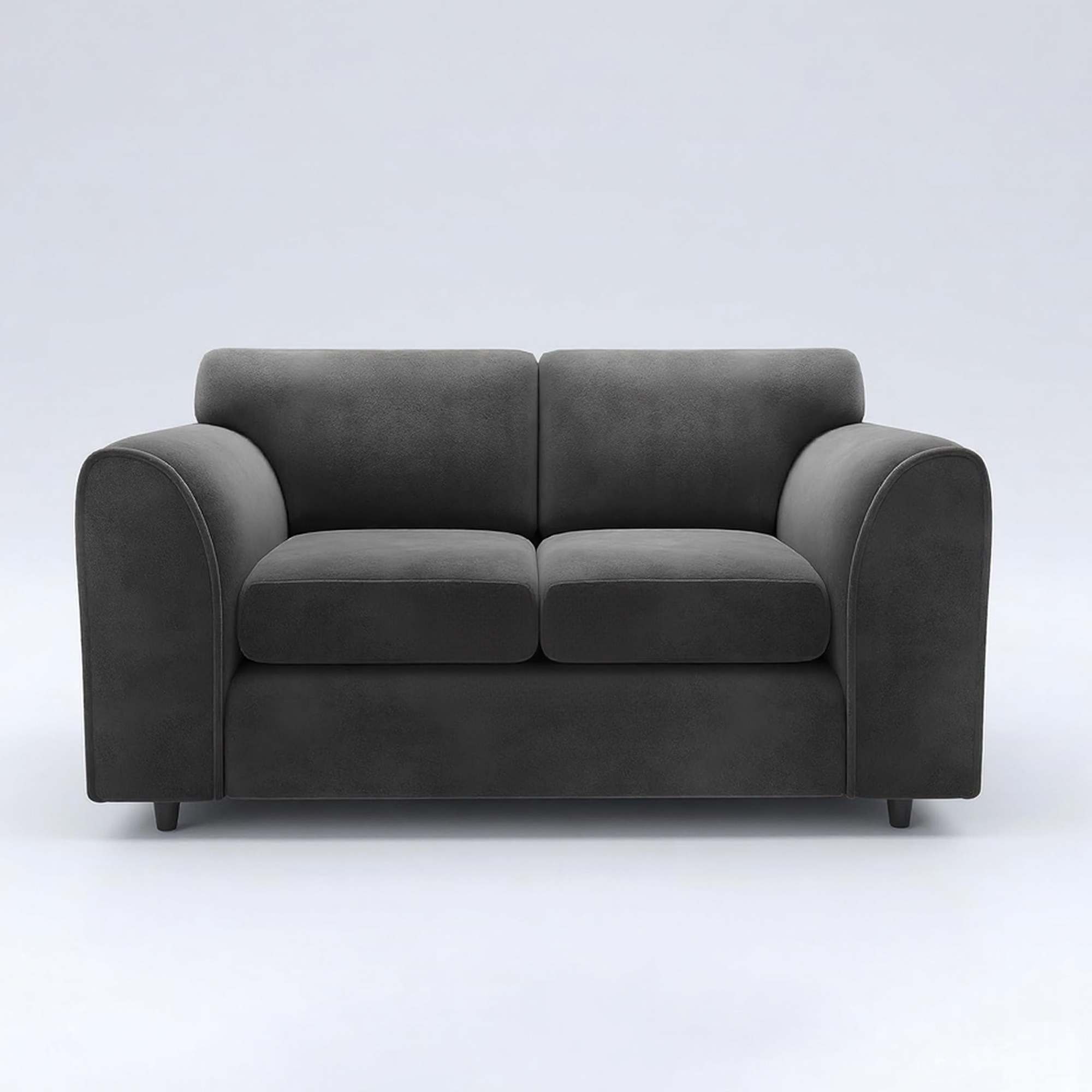 DELANO Plush Velvet 2 Seater Fullback Sofa - Black - Home Done