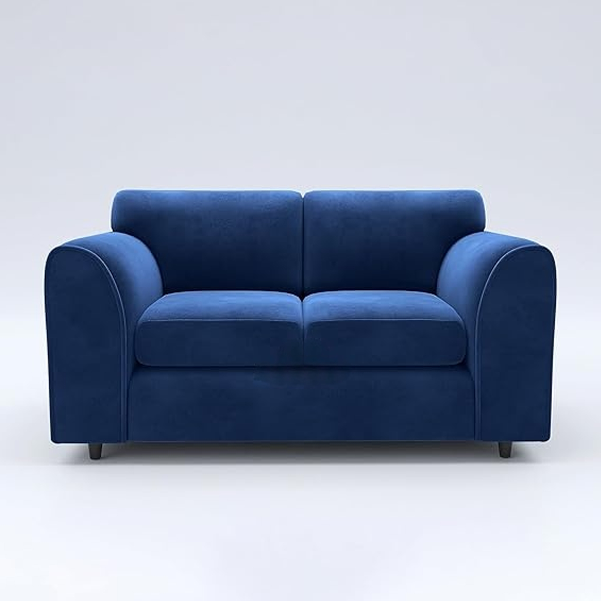 DELANO Plush Velvet 2 Seater Fullback Sofa - Midnight Blue - Home Done