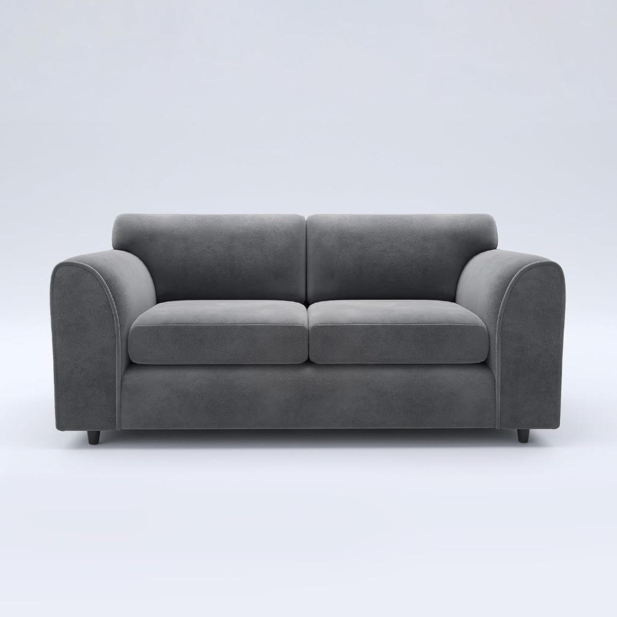 DELANO Plush Velvet 3 Seater Fullback Sofa - Dark Grey - Home Done