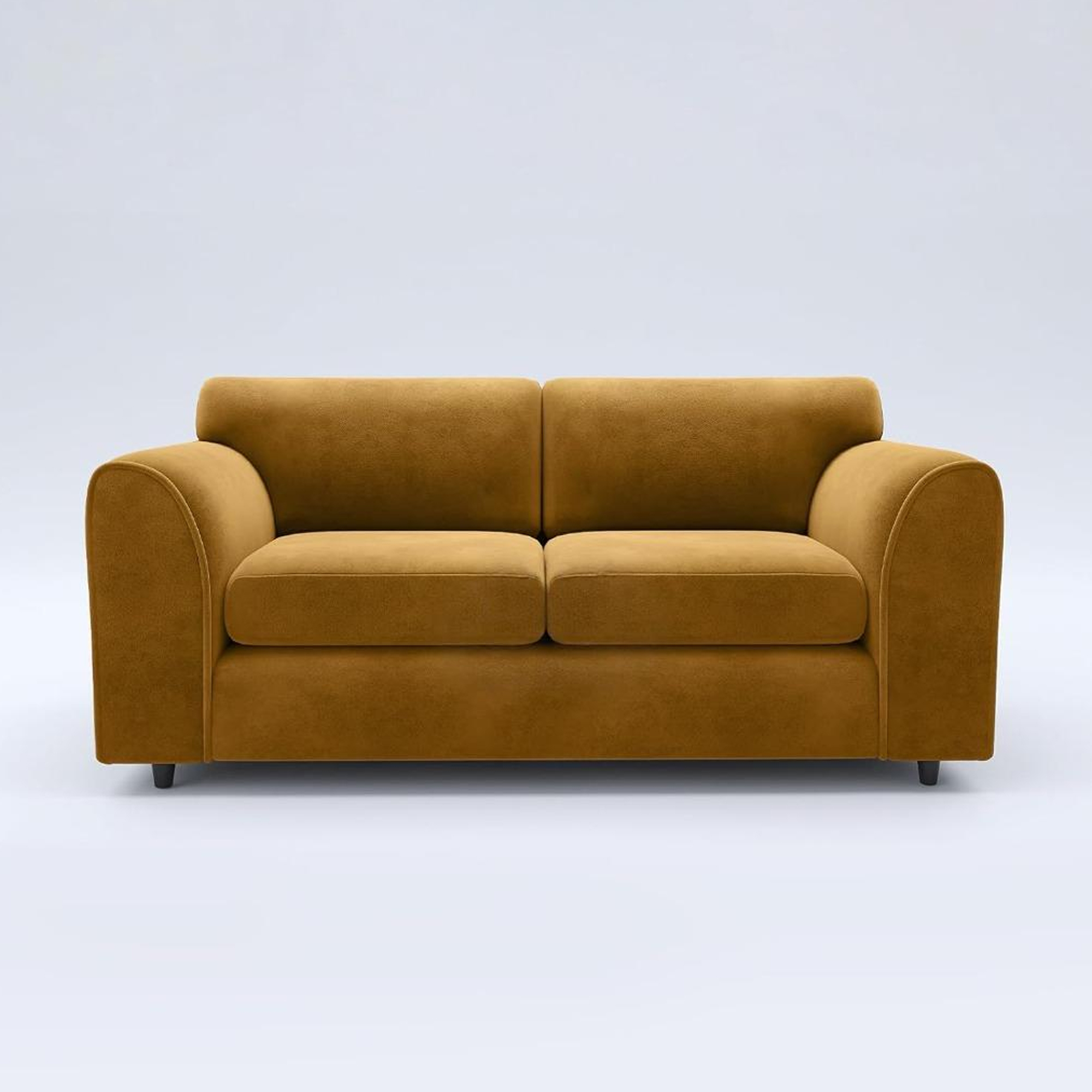 DELANO Plush Velvet 3 Seater Fullback Sofa - Mustard - Home Done