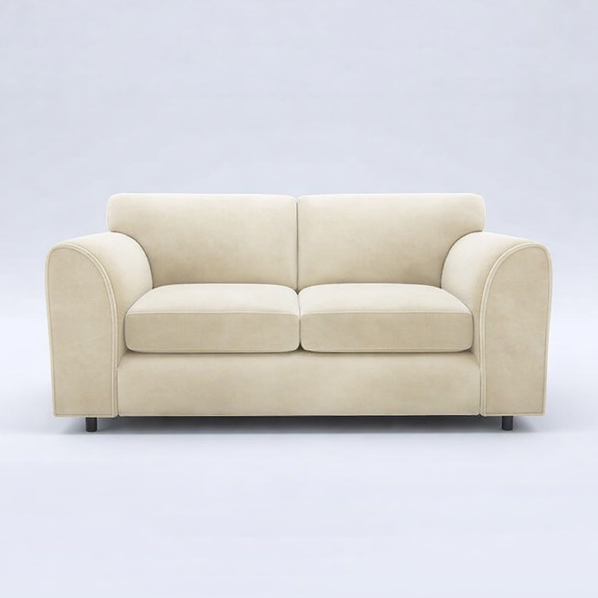 DELANO Plush Velvet 3 Seater Fullback Sofa - Cream - Home Done
