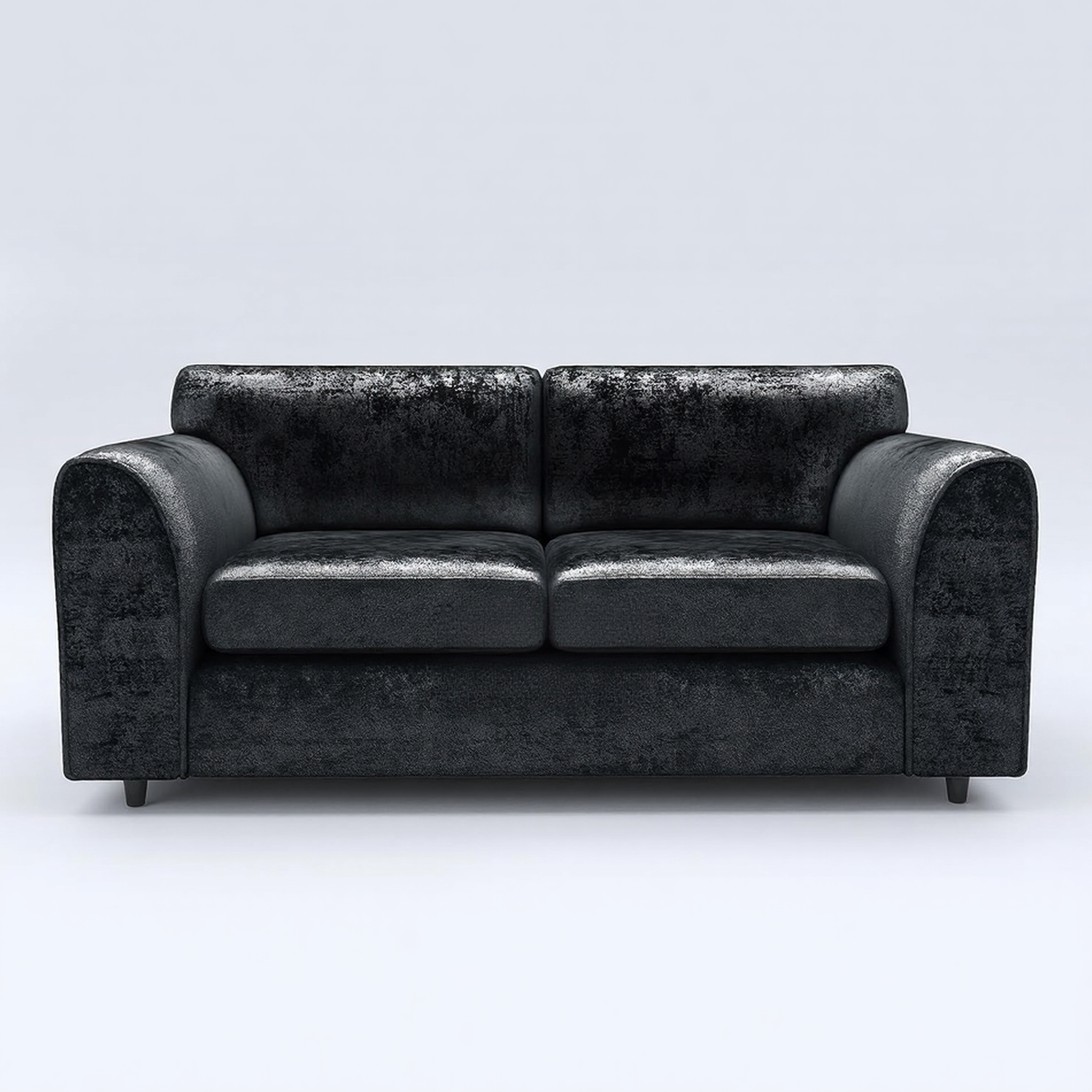 VELOURA Crush Velvet 3 Seater Fullback Sofa - Black - Home Done