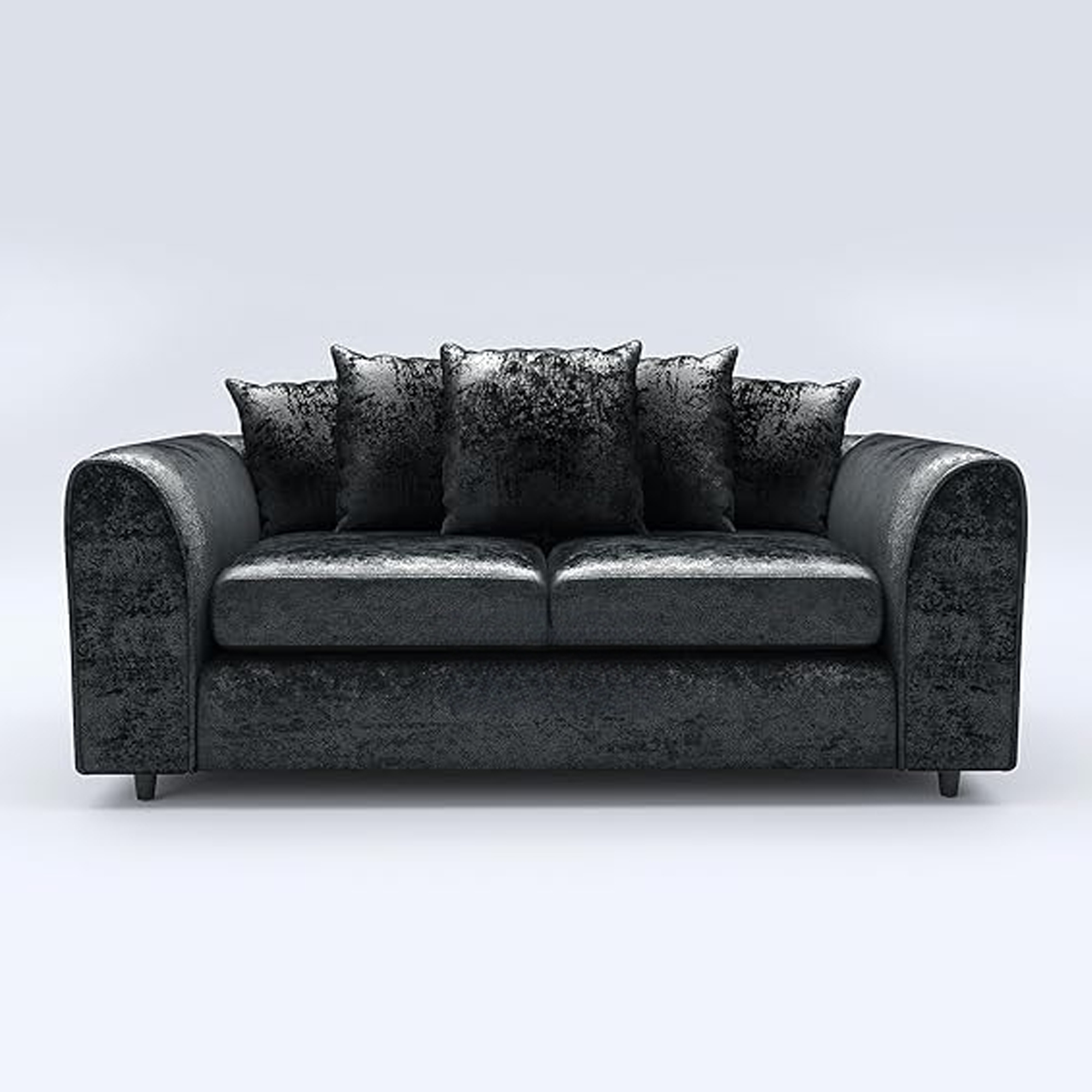 VELOURA Crush Velvet 3 Seater Scatterback Sofa - Black - Home Done