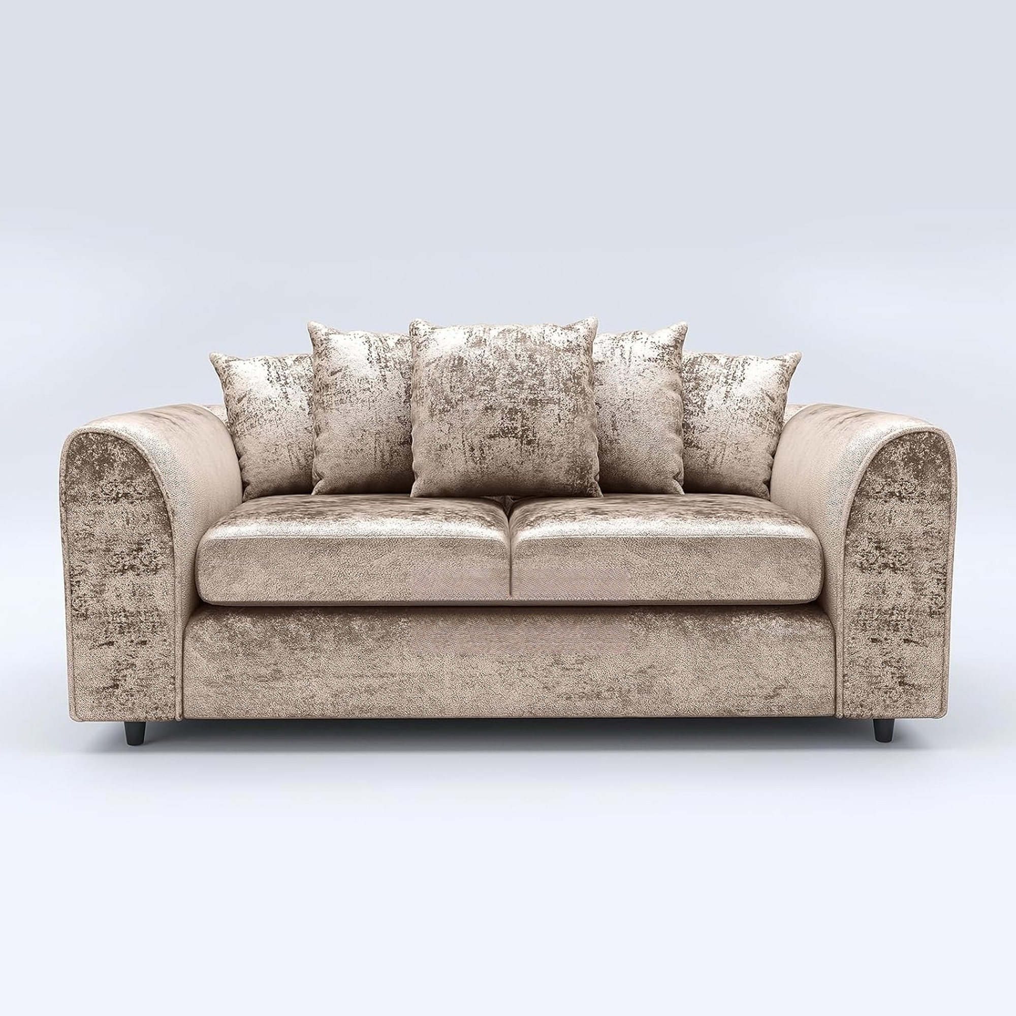 VELOURA Crush Velvet 3 Seater Scatterback Sofa - Mink - Home Done