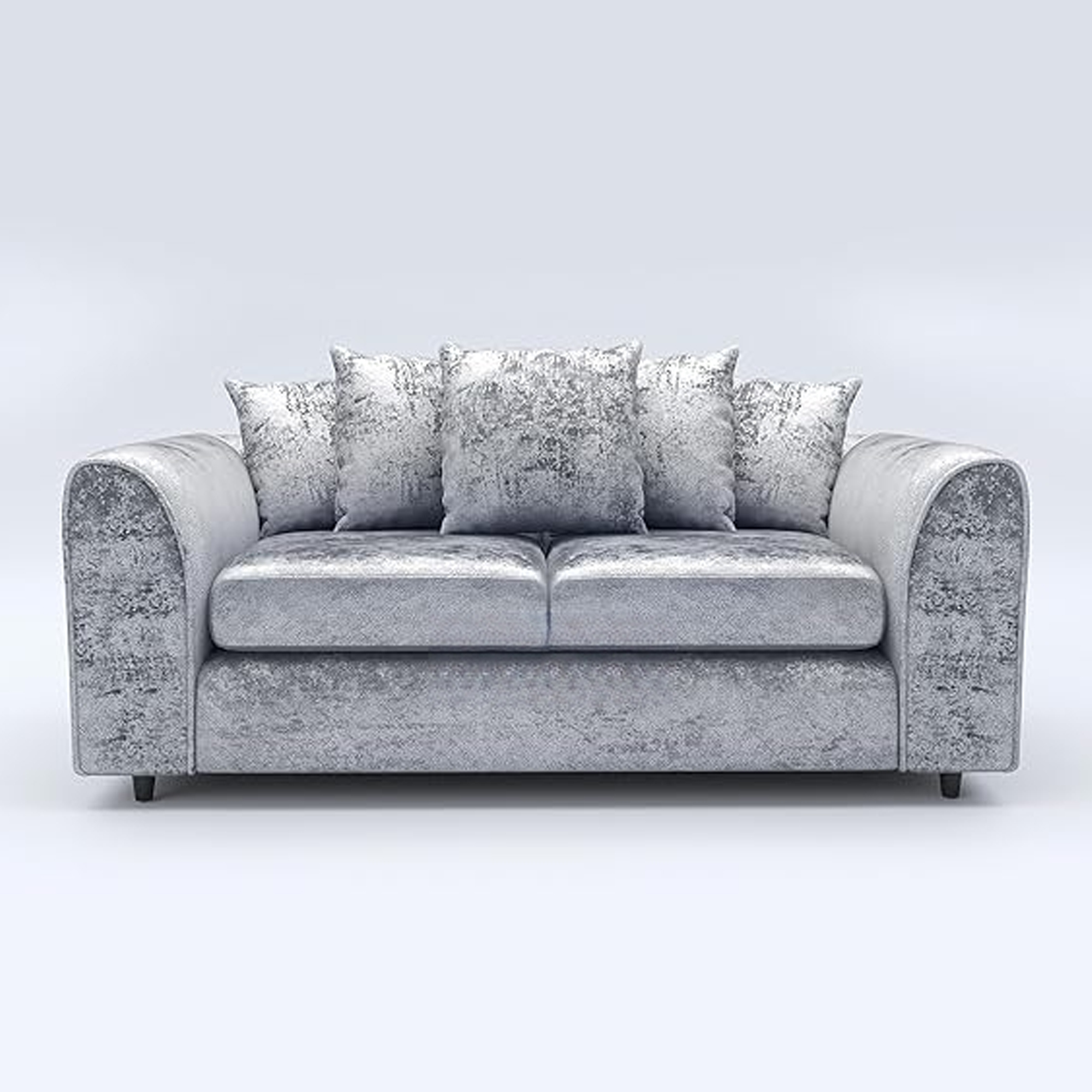 VELOURA Crush Velvet 3 Seater Scatterback Sofa - Silver - Home Done
