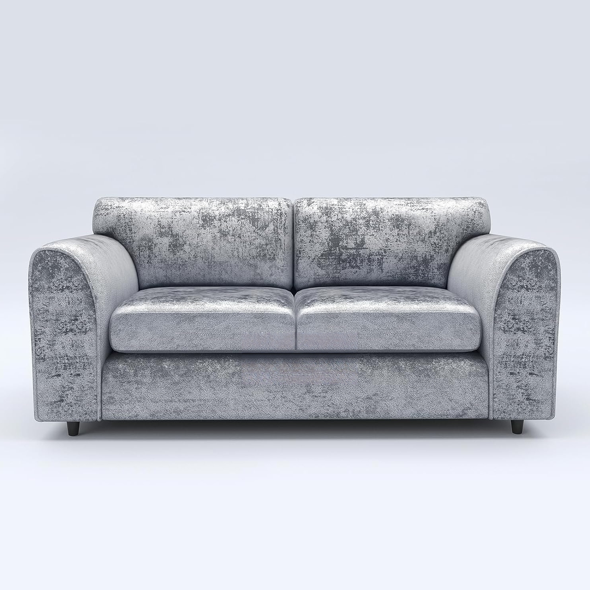VELOURA Crush Velvet 3 Seater Fullback Sofa - Silver - Home Done