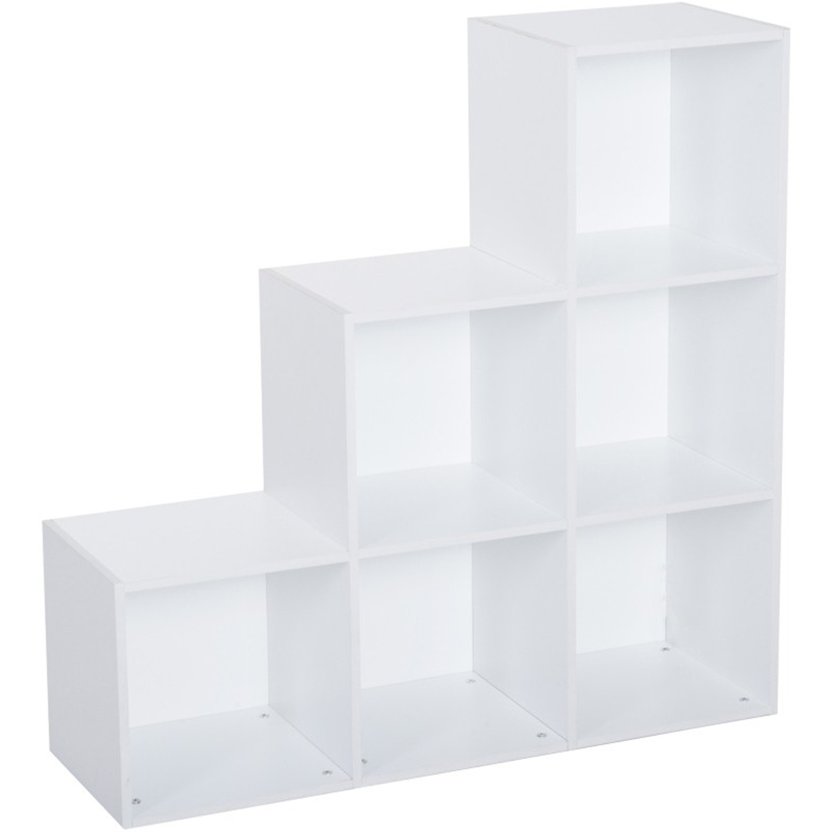 3-tier Step 6 Cubes Storage Unit Particle Board Cabinet Bookcase Organiser Home Office Shelves - White - Life Essentials