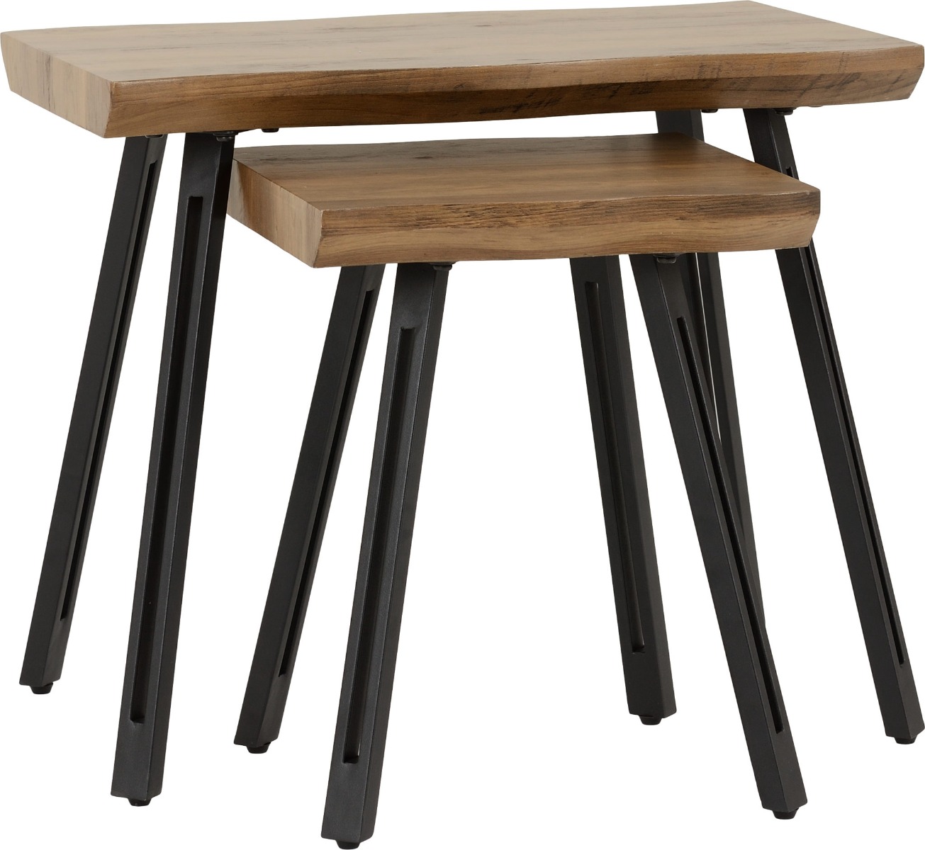 Quebec Wave Edge Nest of Tables - Oak Effect Black - Budget Deals