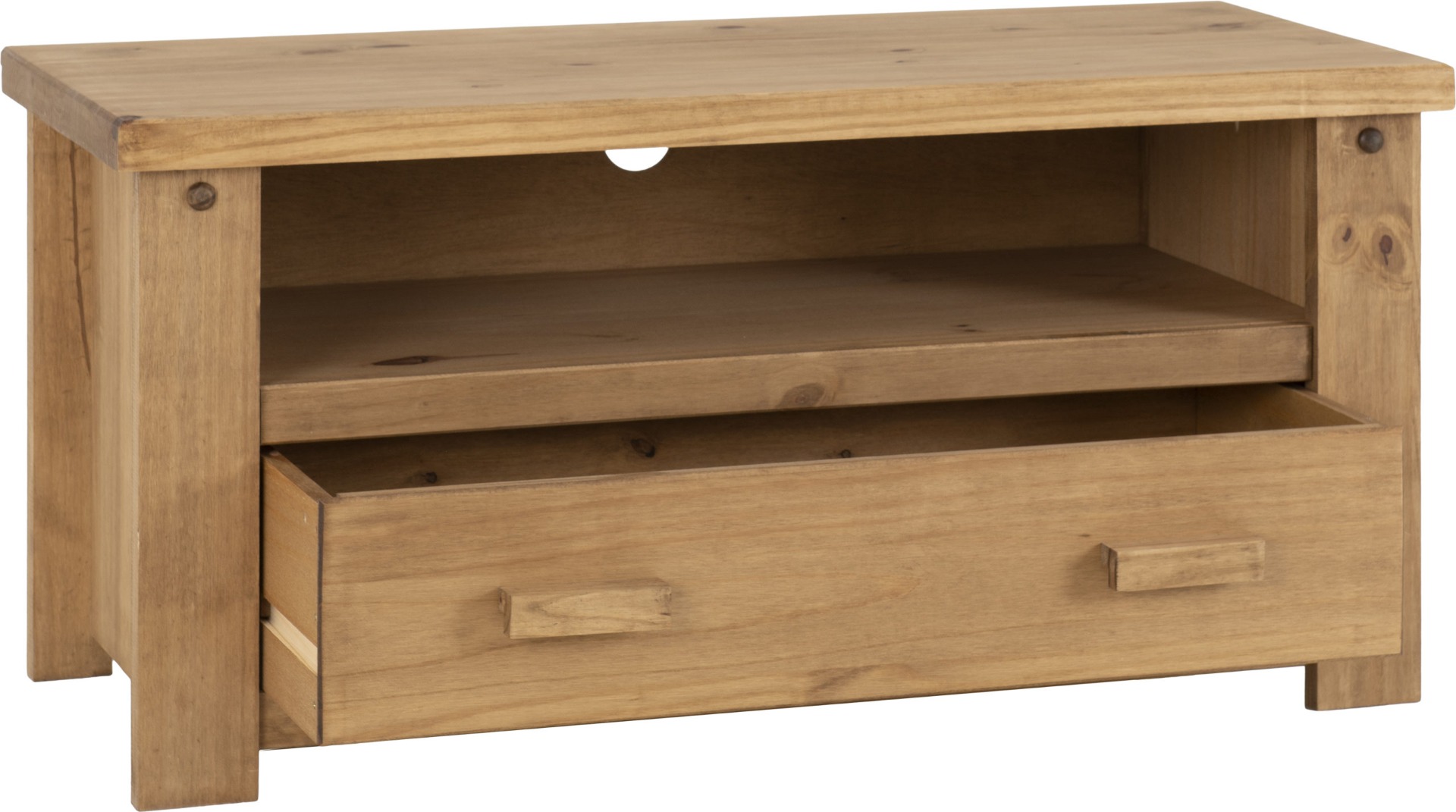 Tortilla 1 Drawer Flat Screen TV Unit - Distressed Waxed Pine - Budget Deals