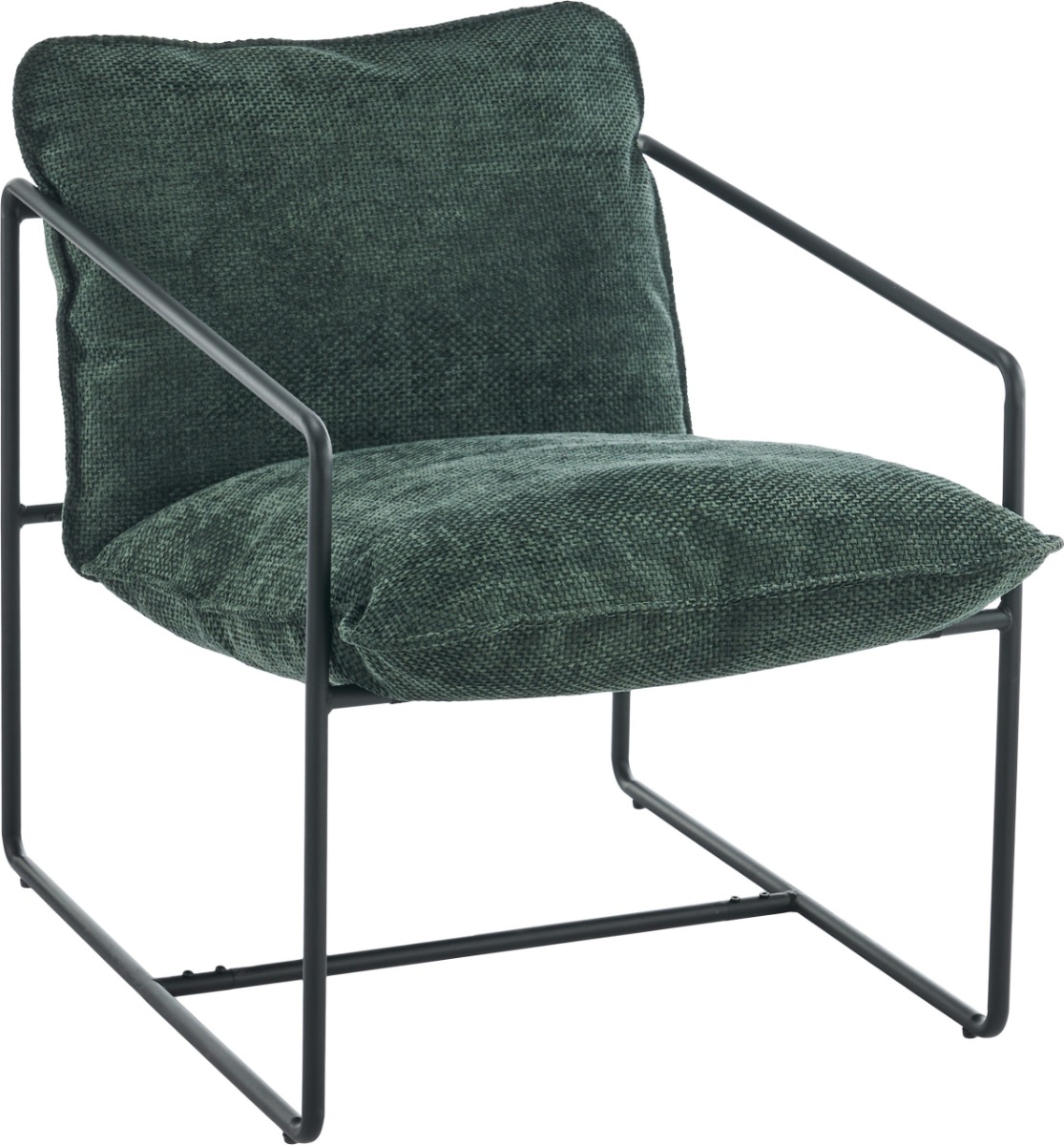 Tivoli Occasional Chair - Black Metal Green Fabric - Budget Deals