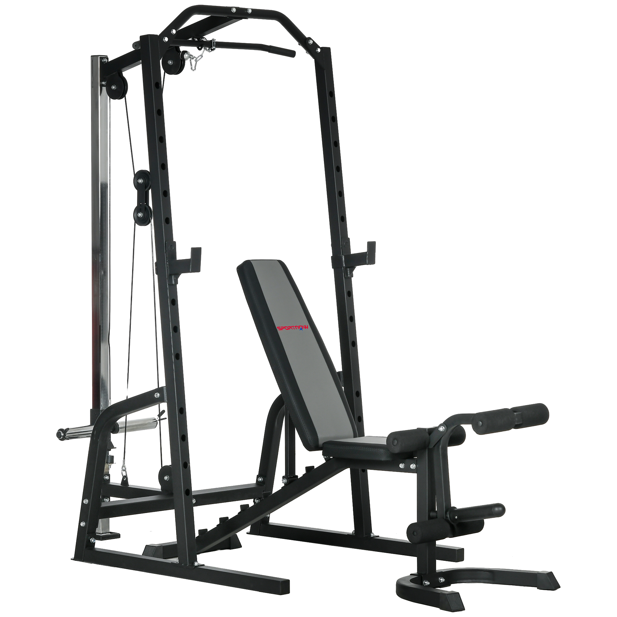 SPORTEDGE Smith Machine & Cable Pulley System with Adjustable Weight Bench Black - Life Essentials