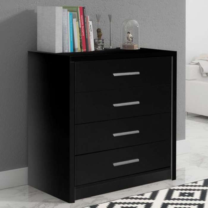 AVERTON Black Chest of Drawers - Medium-sized, 4 Drawers - Avellino & Wells