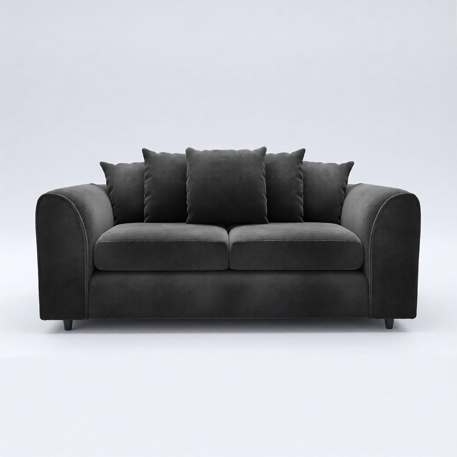 DELANO Plush Velvet 3 Seater Scatterback Sofa - Black - Home Done