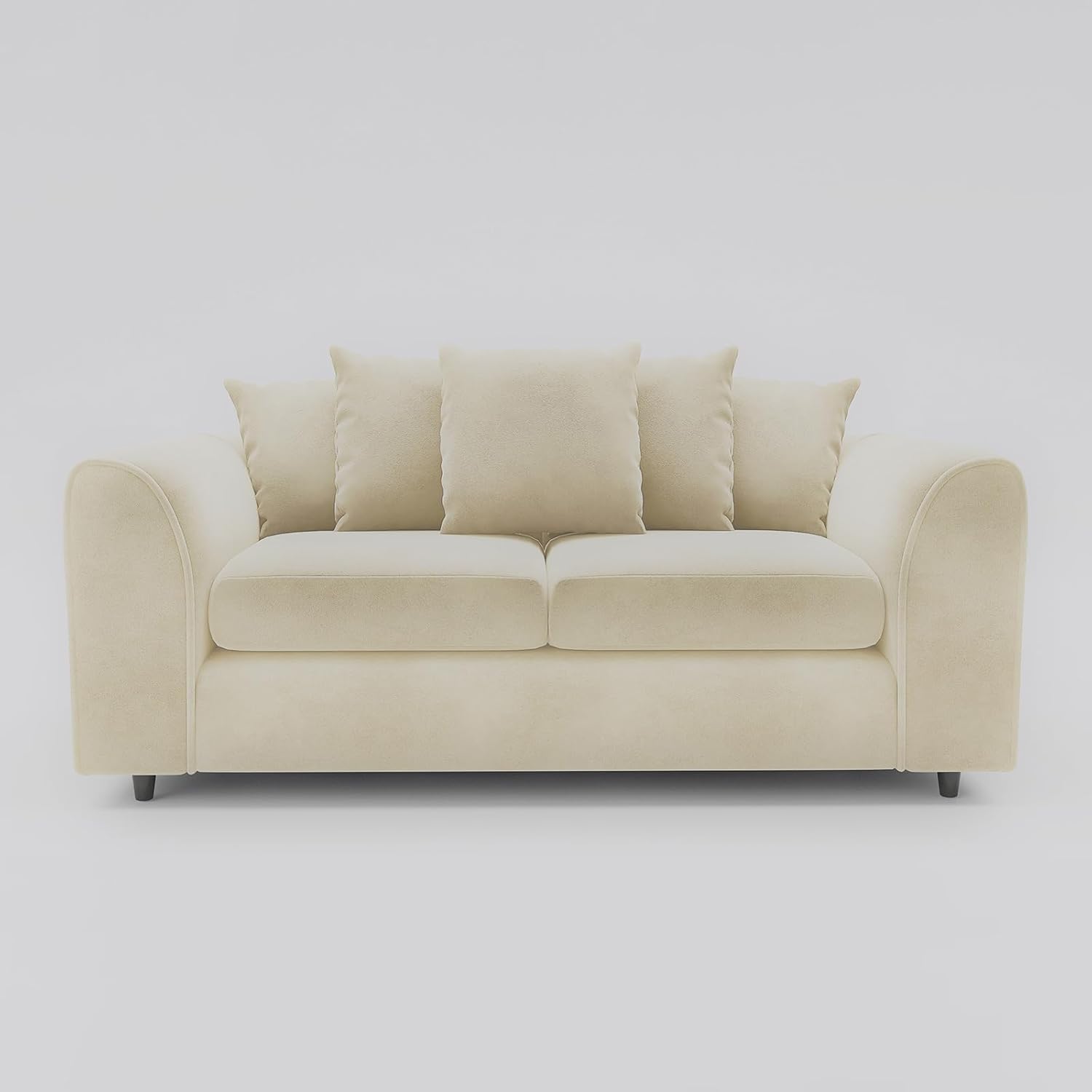 DELANO Plush Velvet 3 Seater Scatterback Sofa - Cream - Home Done