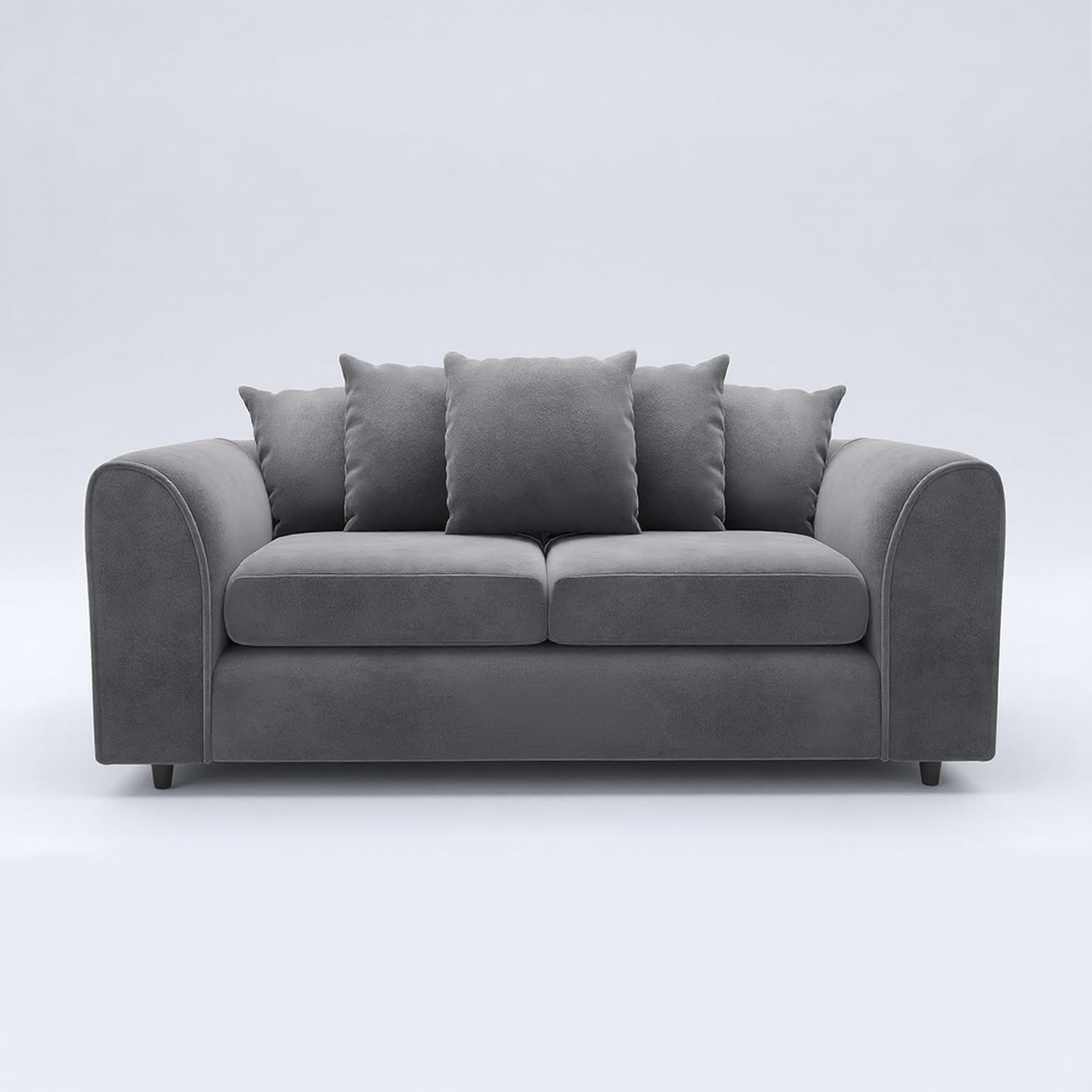 DELANO Plush Velvet 3 Seater Scatterback Sofa - Dark Grey - Home Done