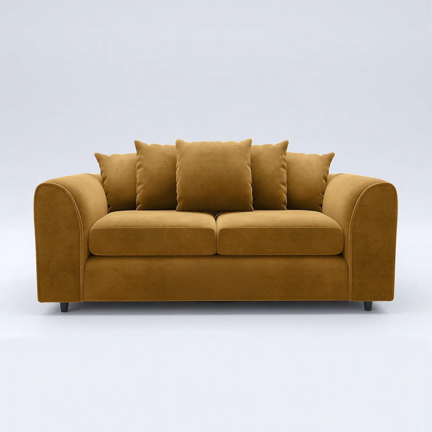DELANO Plush Velvet 3 Seater Scatterback Sofa - Mustard - Home Done