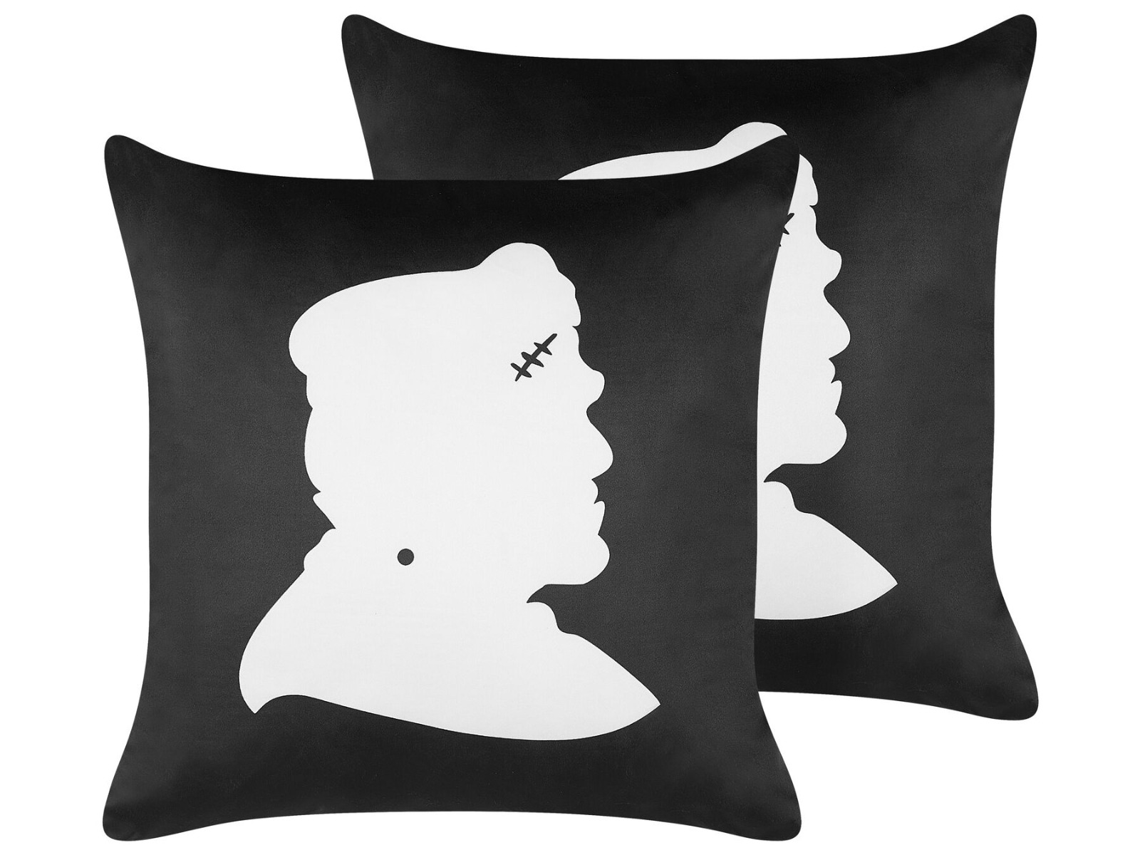 Monster Mash Velvet Cushion Set 45x45cm - Black White - Gemini Interiors