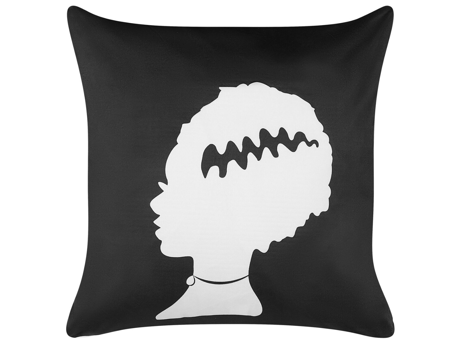 Bride of Frankenstein Velvet Cushion 45x45cm - Black White - Gemini Interiors