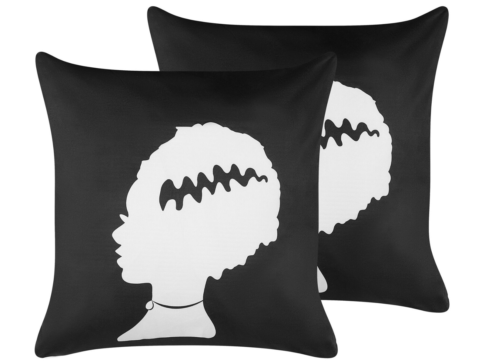 Frankensteins Bride Velvet Cushion Set 45x45cm - Black White - Gemini Interiors