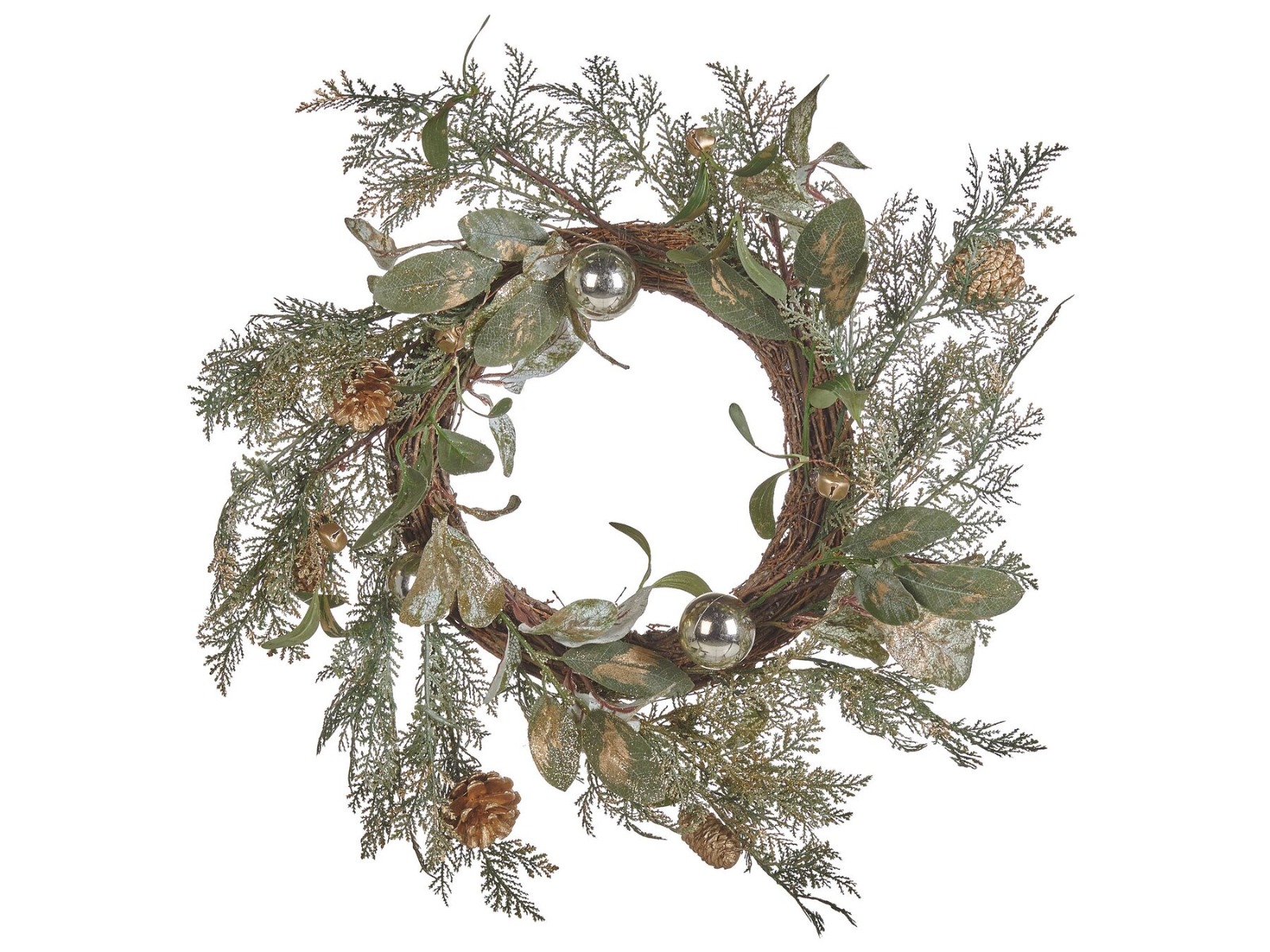 Goldenbell Decorative Christmas Wreath 45 cm - Green and Gold - Gemini Interiors