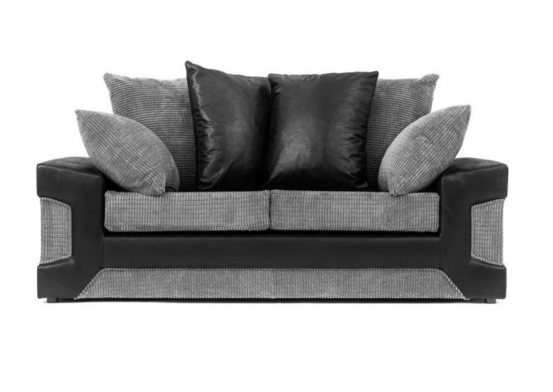 DENZEL Jumbo Cord Fabric 3 Seater Sofa - Black and Grey - Interior Masters