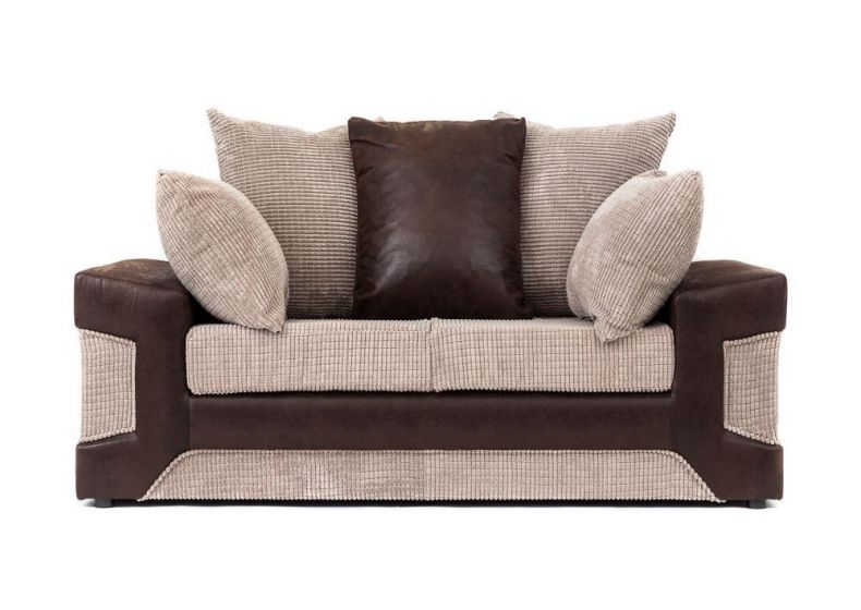DENZEL Jumbo Cord Fabric 2 Seater Sofa - Brown and Beige - Interior Masters