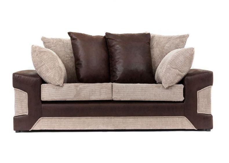 DENZEL Jumbo Cord Fabric 3 Seater Sofa - Brown and Beige - Interior Masters