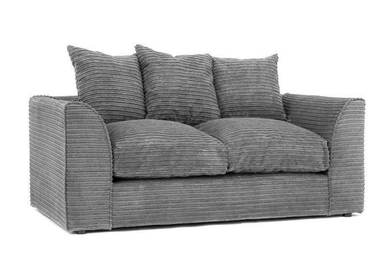 PORTO Jumbo Cord 2 Seater Sofa - Grey - Interior Masters