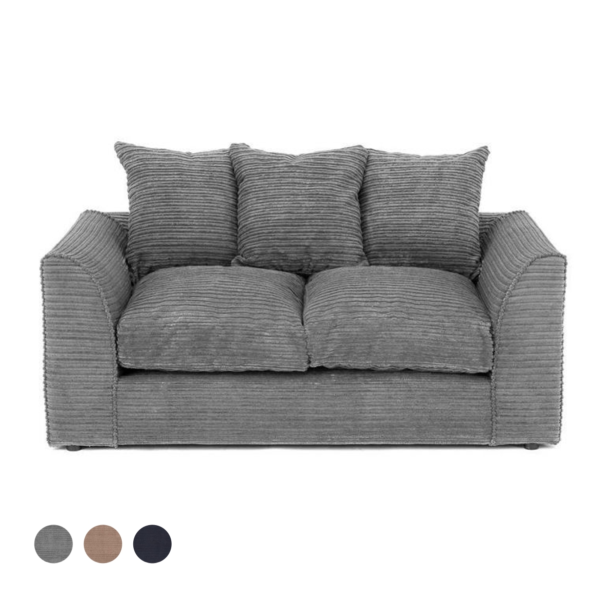 Porto Jumbo Cord 2 Seater Sofa - Grey - Interior Masters