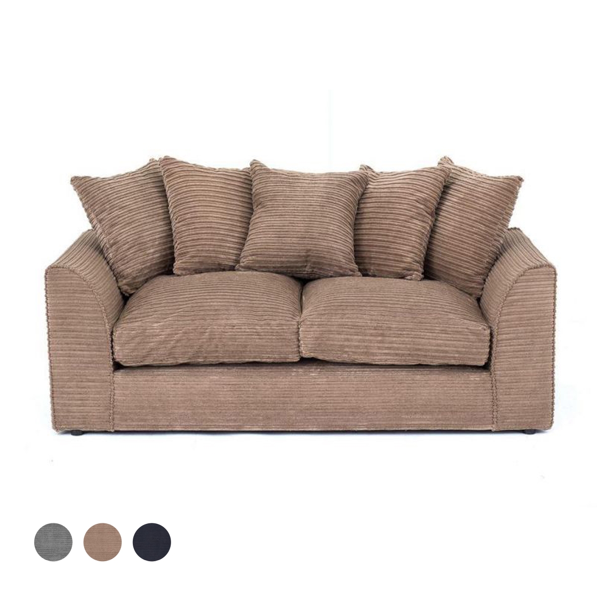 Porto Jumbo Cord 3 Seater Sofa - Brown - Interior Masters