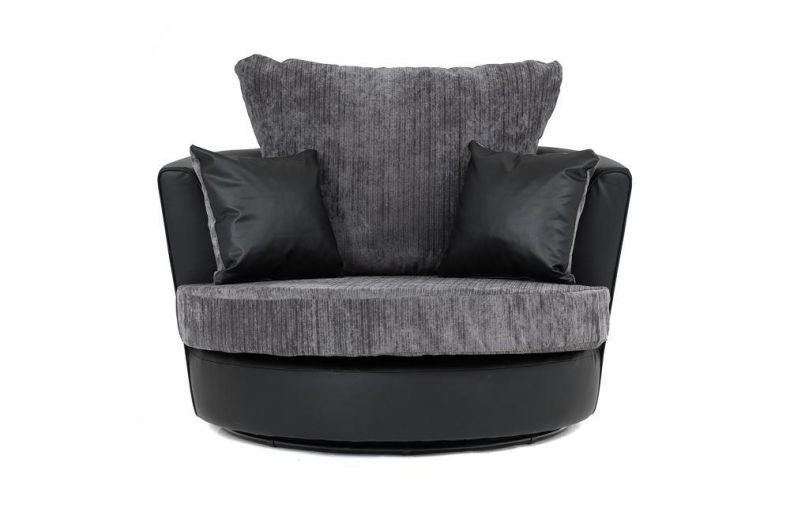 Dylan Chenille Fabric Swivel Chair - Black Grey or Brown Beige - Home Done