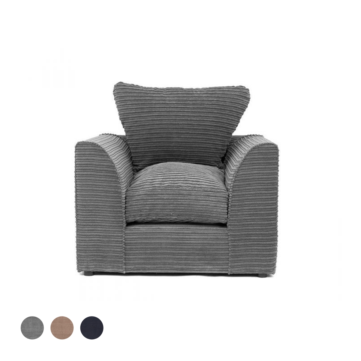 Porto Jumbo Cord Armchair - Grey - Interior Masters