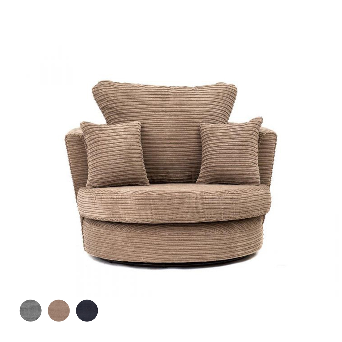 Porto Jumbo Cord Swivel Chair - Brown - Interior Masters