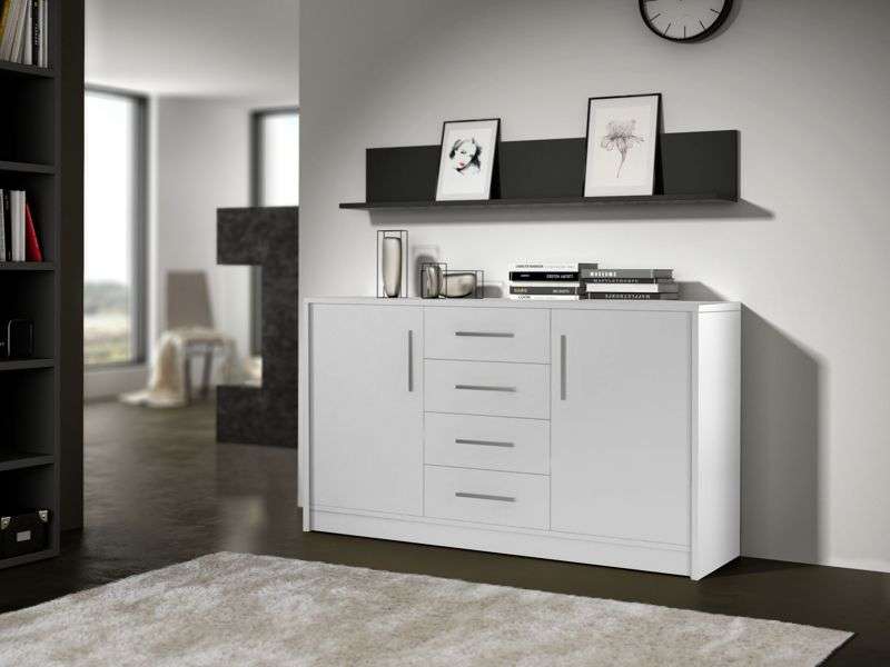 CARNING 2 Door Sideboard with 4 Drawers - White - Avellino & Wells