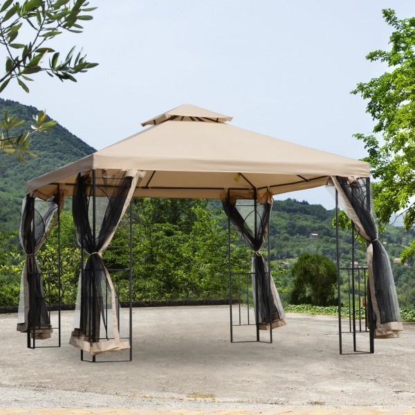 3x3m Steel Outdoor Gazebo Canopy Tent - The Garden Savant