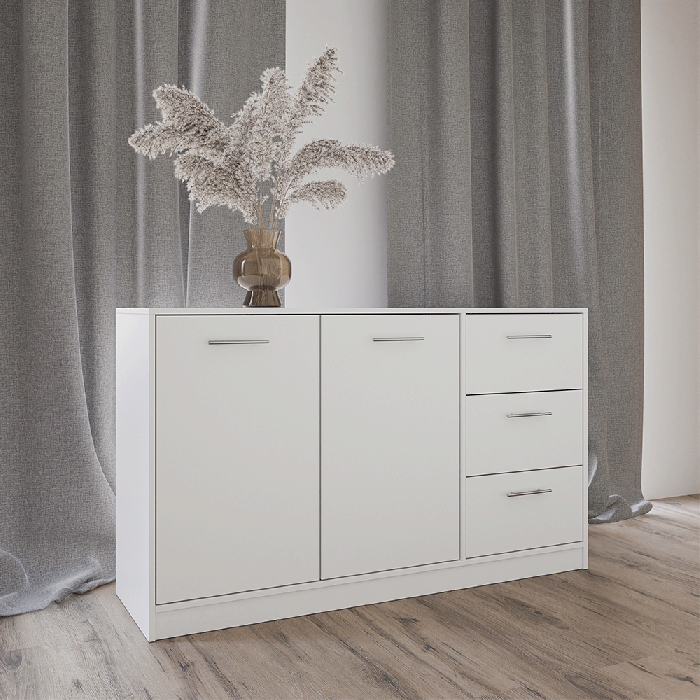 KIRKLEES 2 Door Sideboard with 3 Drawers - White - Avellino & Wells